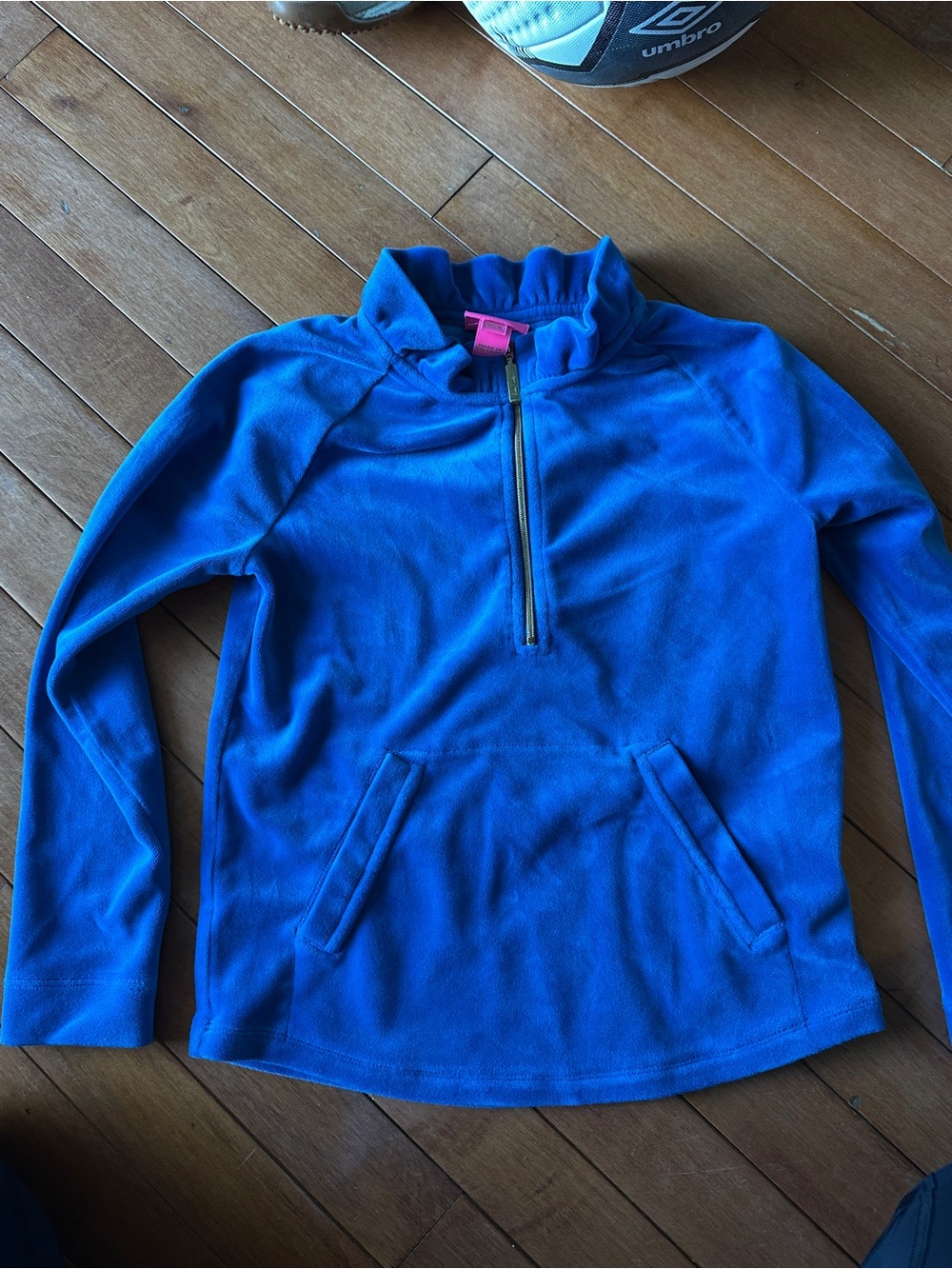 Lilly Pulitzer Kids Blue Quarter-Zip Velour Pullover - 1/4 Zip